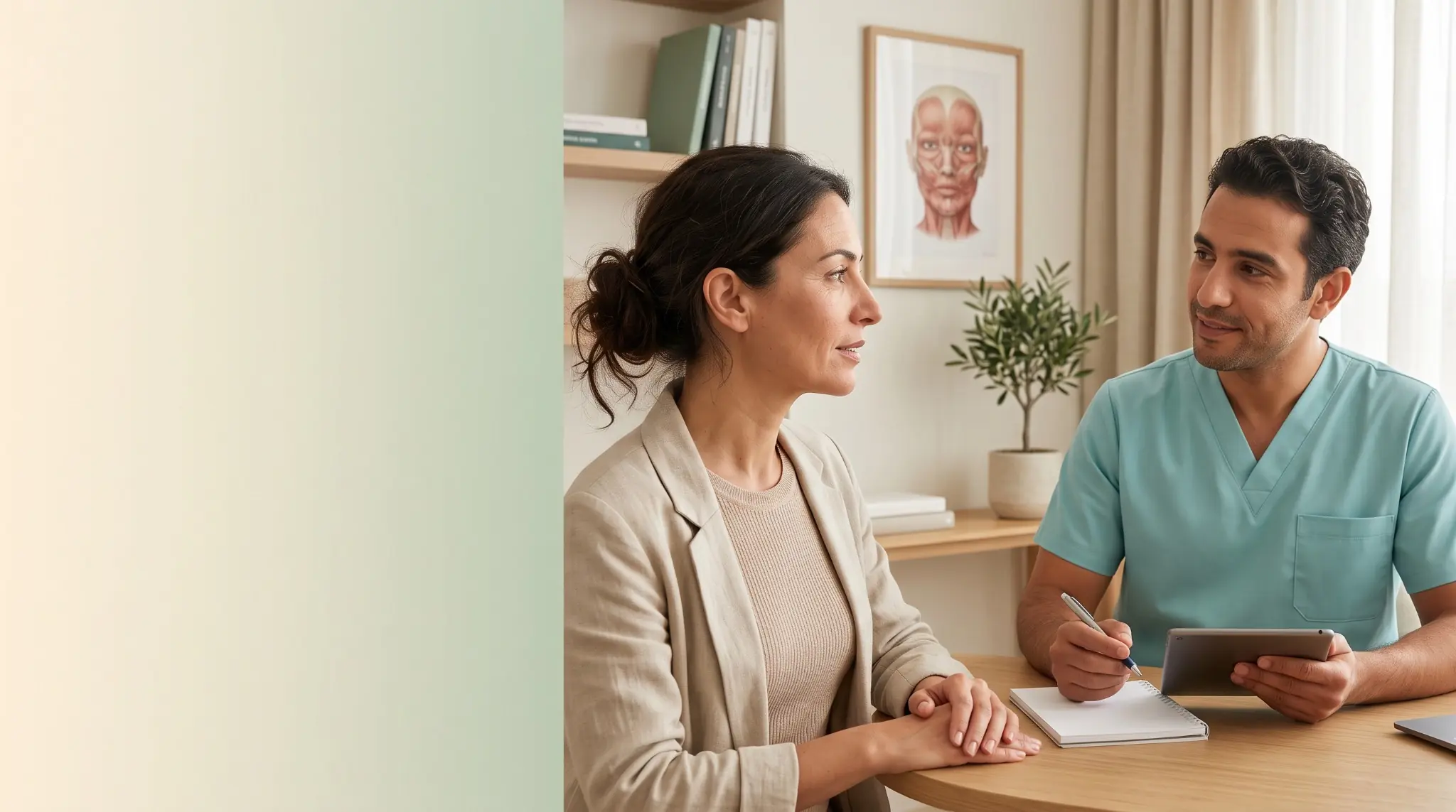 Consulta sobre cirurgia facial.
